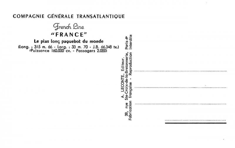 RPPC, General Transatlantic Company FRENCH LINE~FRANCE Ocean Liner~Ship Roadside
