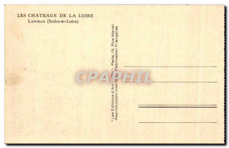 Old Postcard Les Chateaux De La Loire Langeais