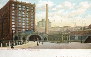 Postcard Antique View of Union RR Station in Pittsburgh, PA.   N3