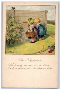 c1910's Children Curious Bird Basket Toys Paupi Ebner Unposted Antique Postcard 