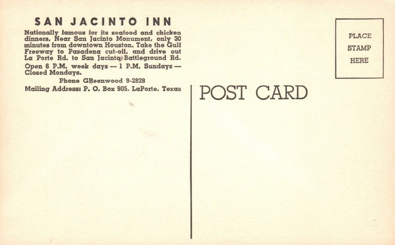 Vintage Postcard 1910's San Jacinto Inn Hotel Building Houston Texas TX