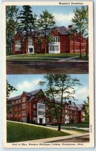 KALAMAZOO, MI   Western Michigan College  HALL OF MEN, WOMEN'S DORM  Postcard