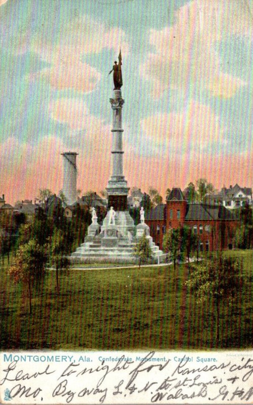 Monuments Confederate Monument Capitol Circle Montgomery Alabama 1908 Curteich