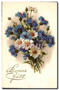 Old Postcard Fantasy Flowers Bonne fete