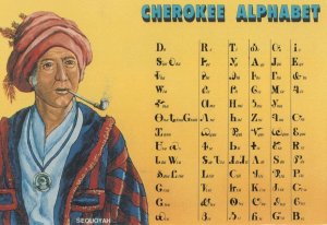 Pipe Smoking Sequpyah's Cherokee Indian Alphabet Postcard