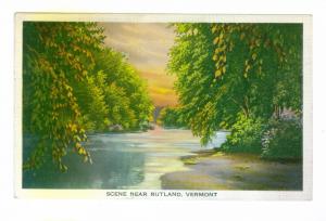Scene Near Rutland, Vermont 1939 mailed linen PC Burlington, VT to Philadelphia