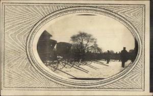 Horse Wagon & Soldiers in Winter - Kutztown Written on Back PA? c1910 RPPC