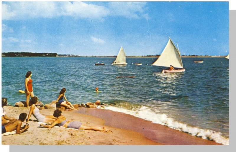 Cape Cod, Massachusetts/MA Postcard,Sailing Off Sandy Shores,Near Mint!