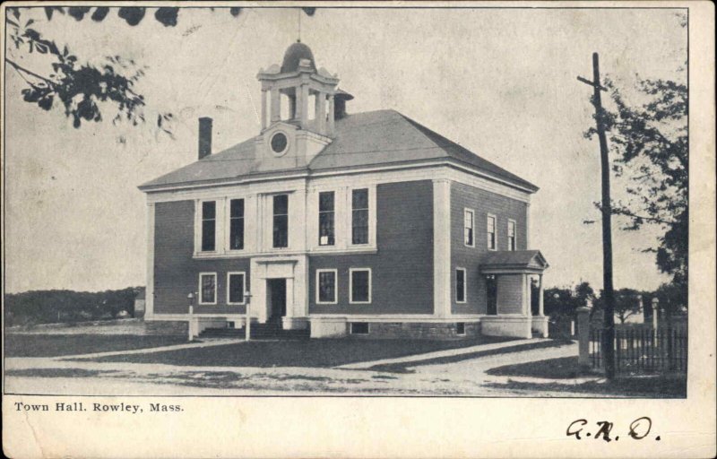 Rowley Massachusetts MA Town Hall c1900s-10s Postcard