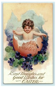 1925 Easter Boy Emerging From Egg England Posted Antique Postcard