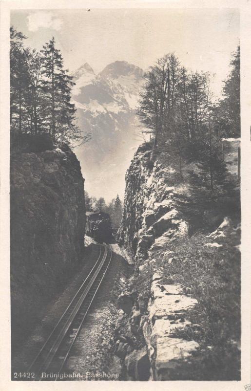 SWITZERLAND BRUNIGBAHN PASSHONE~RAILROAD LOCOMOTIVE~REAL PHOTO  POSTCARD 1900s