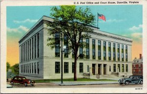 US Post Office and Courthouse Danville Virginia Linen Postcard C089