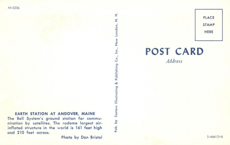 Andover Maine Earth Station Bell System Ground Communication Satellites Postcard