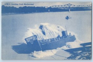 1940 Kansas City Missouri Postcard Shipyard Steel  Missouri River Landing Craft