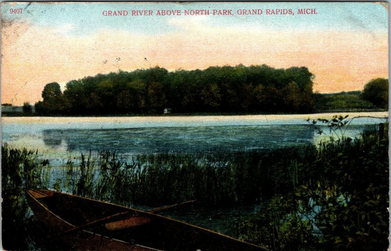 Vtg 1909 Grand River above North Park Grand Rapids Michigan MI Postcard