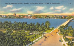 WEST PALM BEACH, FL Florida   FLAGLER MEMORIAL BRIDGE   c1940's Postcard