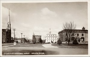 Salem OR Church Street looking west Unused Real Photo Postcard G55