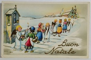 Buon Natale Merry Christmas Darling Children Church Gel Coated Postcard T8