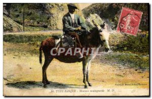 Old Postcard Folklore Basque mountain Mount Type Donkey Mule