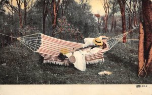 An Interrupted Story Man Kissing Woman in Hammock Tennis 1909 