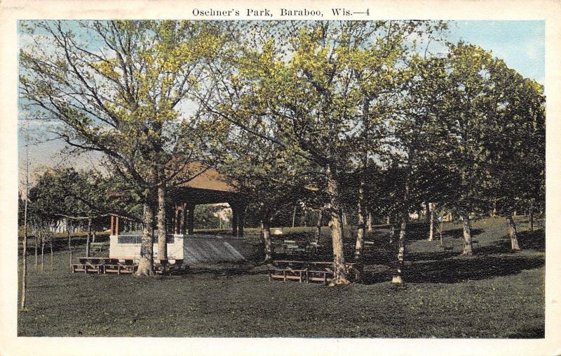 Baraboo WI Oschner's Park~Picnic Tables~Bandstand 1920s