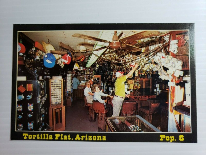 Vintage Postcard Tortilla Flat Arizona 1985 pinning dollar bills unposted