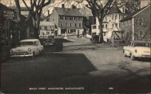 Manchester Massachusetts MA Beach Street Scene Vintage Postcard