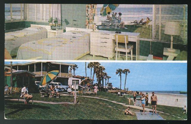 Monterey Motel Daytona Beach FL 1956 Dual View Int Ext Vintage AAA Postcard