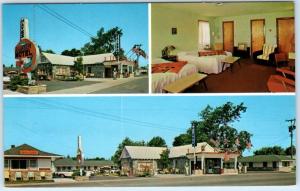 MACKINAW CITY, Michigan  MI    Roadside HAYES RAINBOW MOTEL ca 1950s  Postcard