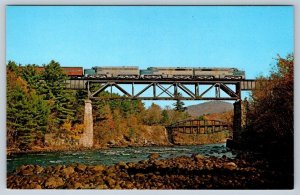 Delaware & Hudson Rwy, Alco PA Locos, Sacandaga River Trestle Hadley NY Postcard