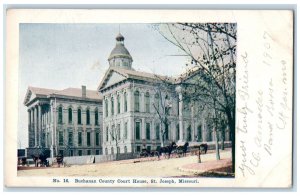 c1905 Buchanan County Court House Building Tower Carriage St. Joseph MO Postcard