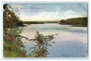 c1907 View On Fox River Elgin Illinois IL Posted Antique Postcard 