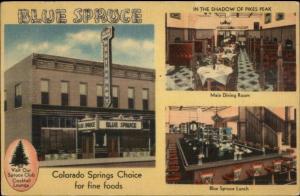 Colorado Springs CO Blue Spruce Multi-View Linen Postcard