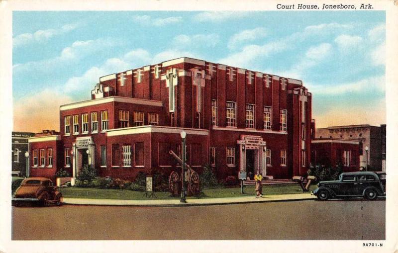 Jonesboro Arkansas Court House Street View Antique Postcard K70782