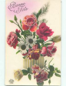 tinted rppc c1910 BEAUTIFUL FLOWERS AC9058