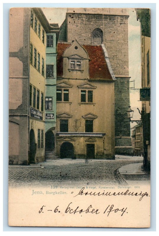 1904 Scene of Road in Burgkeller Jena Germany Posted Antique Postcard 