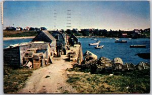 Cape Cod Massachusetts MA, 1956 Fishing Shacks, Small Rustic Structure, Postcard