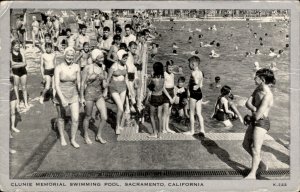 Sacramento California Clunie Memorial Swimming Pool c1930-50s Vintage Postcard