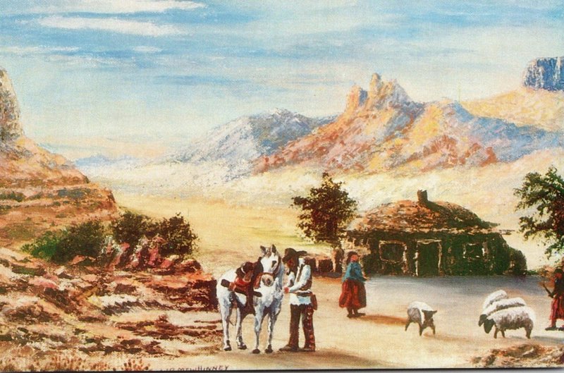 Arizona Indian Family With Sheep Painting By William Mewhinney