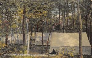 Bridgton Maine~Highland Lake~Camping Tents along Shore~Note Back~1912 Postcard