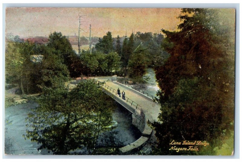 c1910 Luna Island Bridge Exterior River Lake  Niagara Falls New York NY Postcard