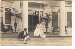 Real Photo, Actors on Mansion Steps