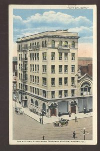 AURORA ILLINOIS AE&C RAILROAD DEPOT TRAIN STATION VINTAGE POSTCARD 1918