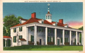 Vintage Postcard 1951 Washington's Mansion Potomac Shore Mount Vernon Virginia