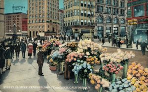 USA Street Flower Venders San Francisco California Vintage Postcard 07.42