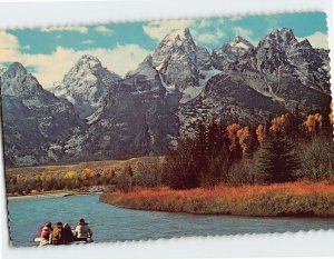 Postcard Float Trip down Snake River in rubber rafts, Teton National Park, W. Y.