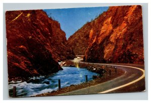 Vintage 1951 Postcard Highway & River Big Thompson Canyon Estes Park Colorado