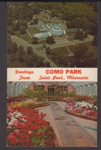 Greetings from COMO PARK St. Paul Minnesota - Aerial View, Flower show - Chrome