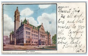 1906 Post Office Building Street View Buffalo New York NY Antique Postcard