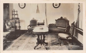 J42/ Bement Illinois RPPC Postcard c1940s Bryant House Interior Memorial 339